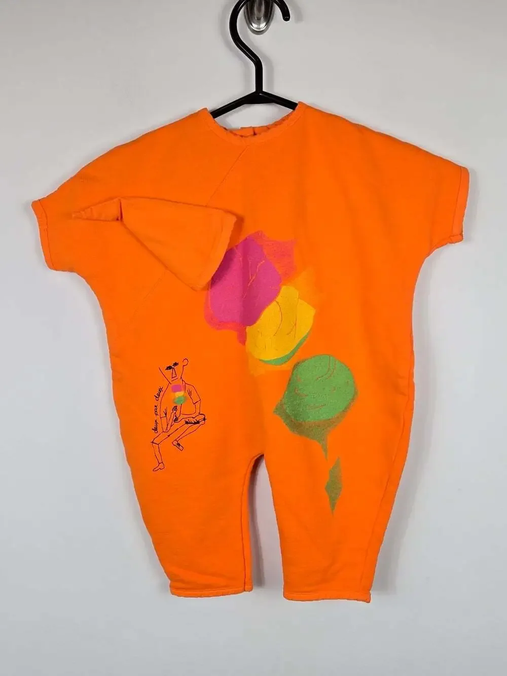 Vintage Deux par Deux Kids Orange Romper 6M  Abstract Ice Cream Jumpsuit 90s